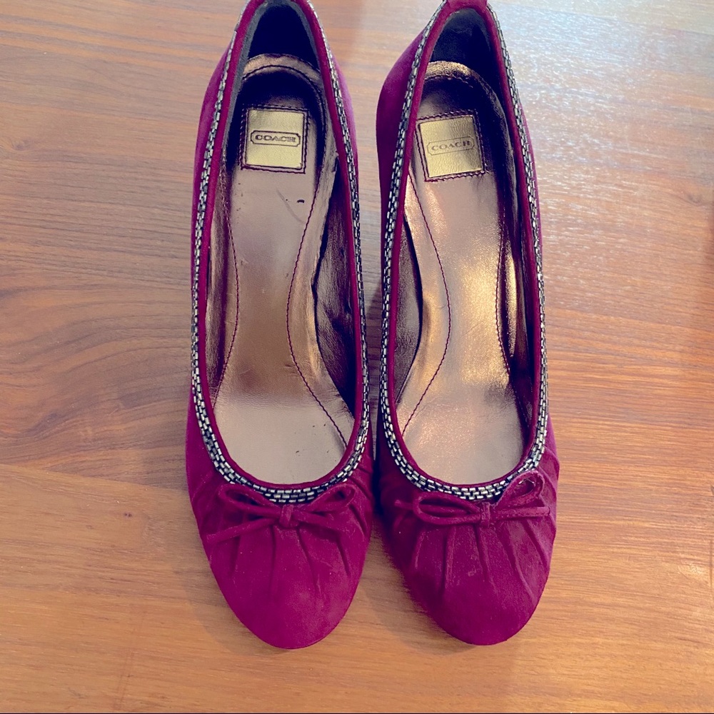 Coach Purple Suede Round Toe Heels